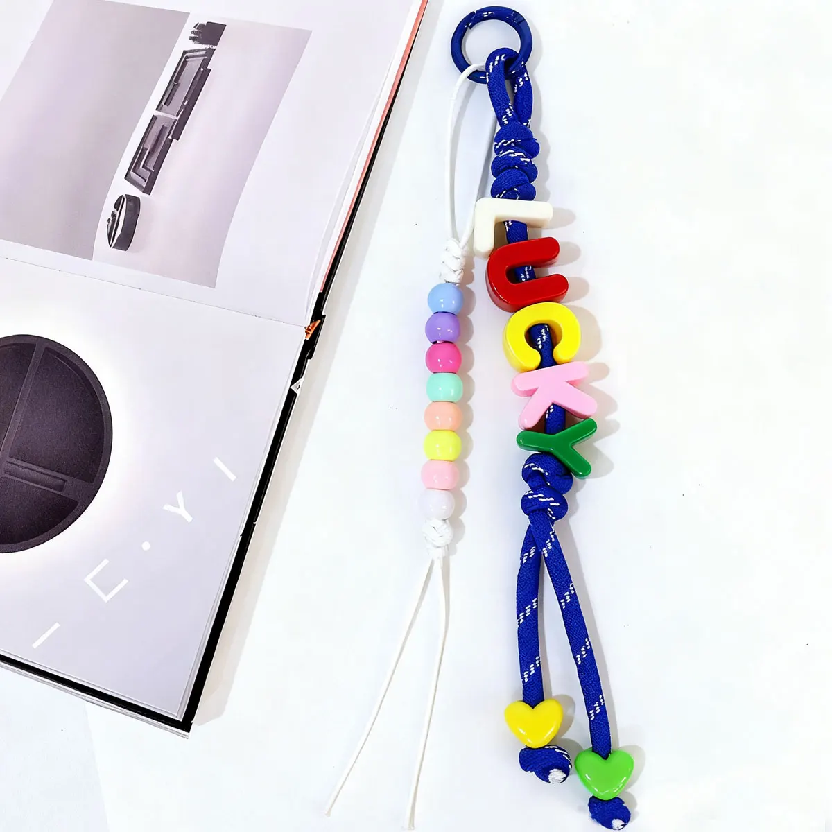 Personalized Colorful Braided Beaded Acrylic Letter Keychain