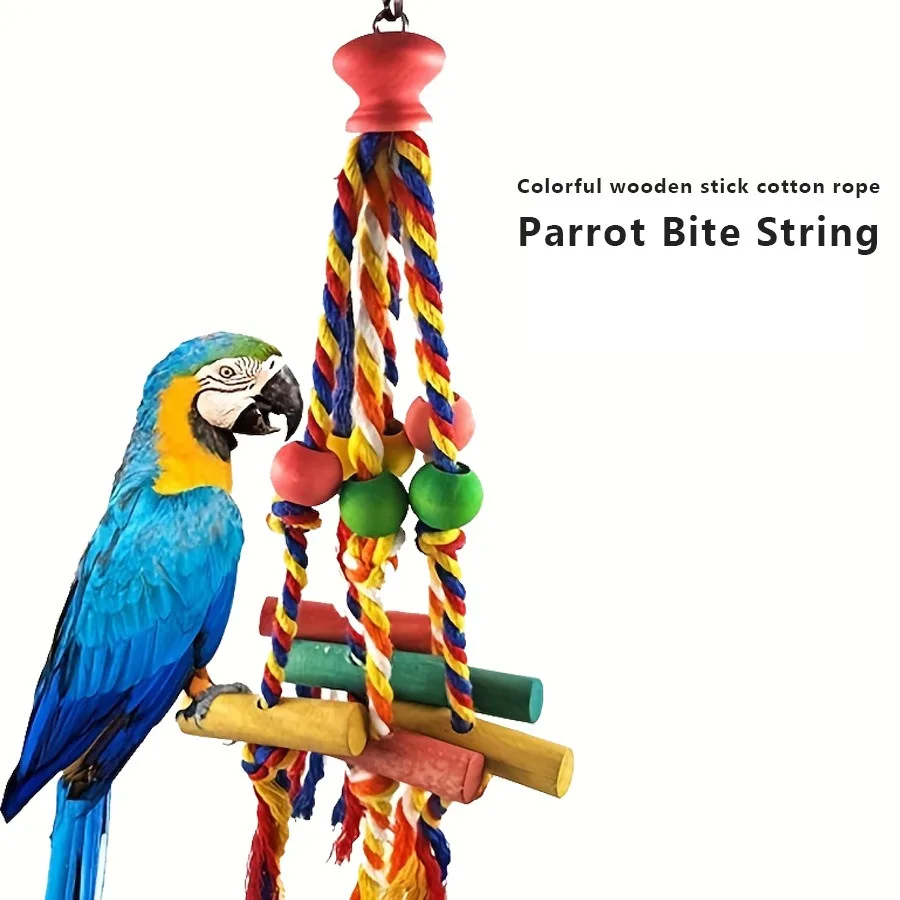 Juguetes de madera para loros y pájaros, accesorios de jaula para loros grises africanos, juguete para pájaros, equipo de columpio para loros, juguetes para forraje de aves