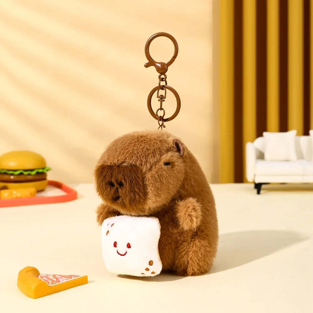 Kawaii لطيف كابيبارا المفاتيح الحيوانات المحشوة حقيبة معلقة كابيبارا مفتاح قلادة الكرتون سحب ألعاب من نسيج مخملي دمية زوجين