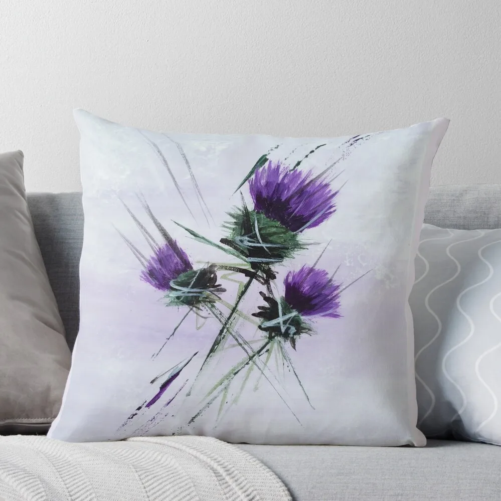 Scottish Thistles artwork in a contemporary style Throw Pillow ornamental pillows for living room Christmas Pillows