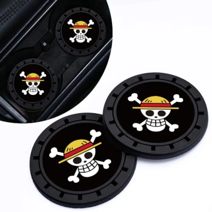 

for One Pcs Merch Car Cup Holder Coaster, Auto Cup Holder Insert Coaster for One Pcs Anime Fans, Non-Slip Car Drink Holder Coas