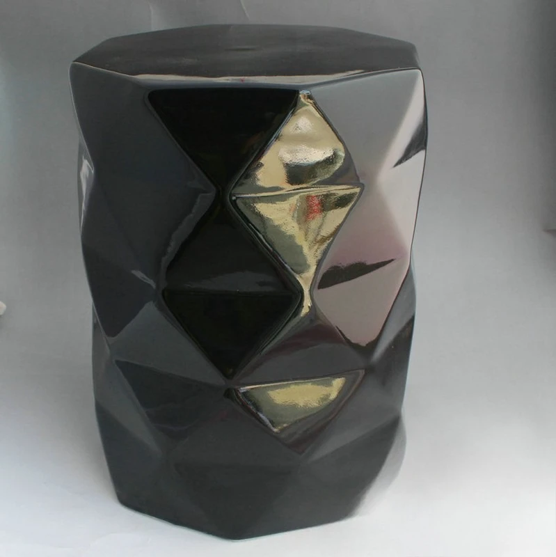 Ceramic, black and white special-shaped fashion  drum stool, porcelain stool, dressing