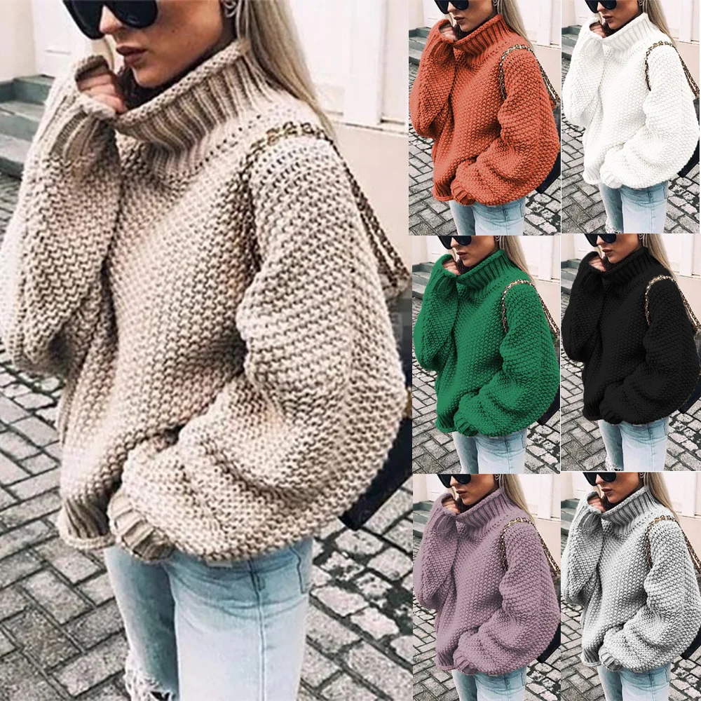 Sweter oversize dla kobiet jesienne swetry z golfem sweter z dzianiny kablowej przytulny sweter długi sweter z rękawami w kształcie skrzydła