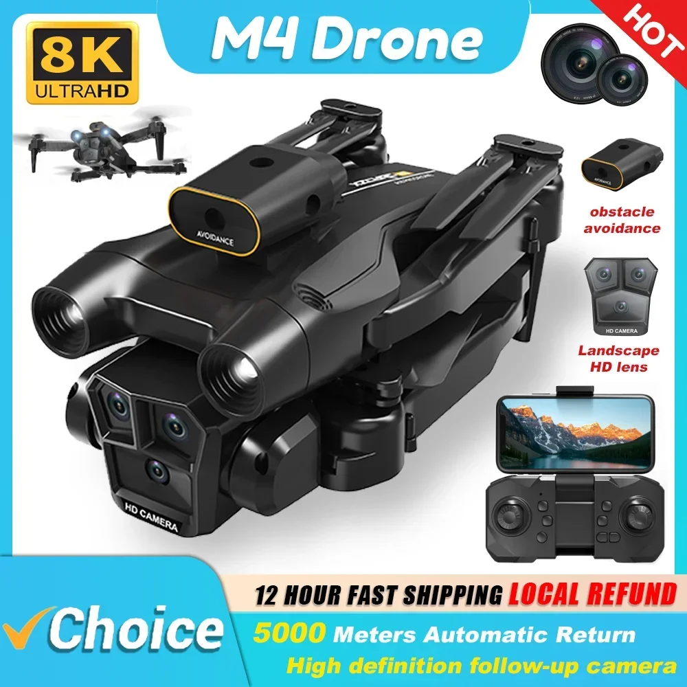 New M4 MINI Drone 4K Aerial Photography With 5G WIFI Triple HD Camera Obstacle Avoidance Foldable RC Quadcopter FPV Apron Sell