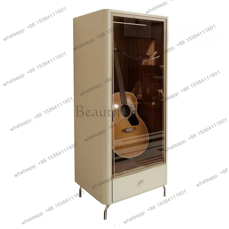 Musical Instrument Ukulele Display Cabinet French Wind Display Cabinet Household Commercial Solid Wood Maintenance Cabinet