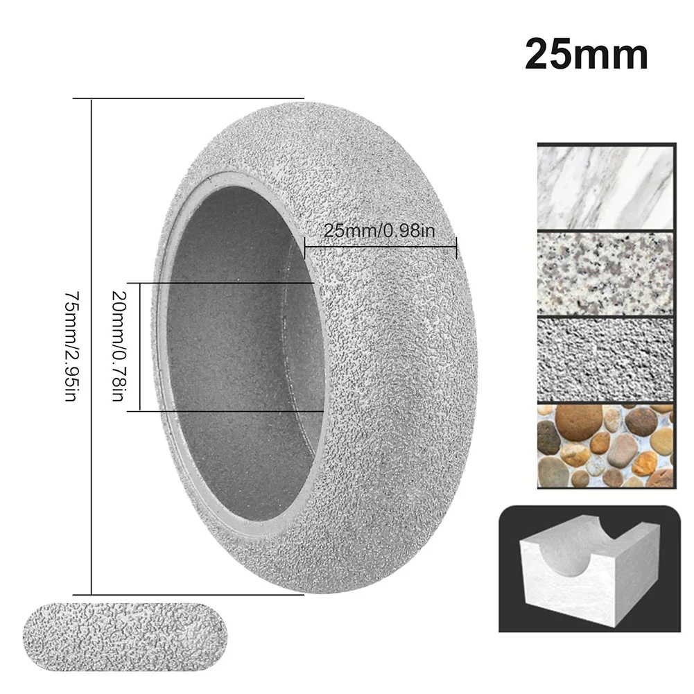 3inch Stone Edging Wheel Round Dry Vacuum Brazed Grinding Wheel Demi-bullnose  Ceramic Tile Bevel Edge Grinding Wheel 10mm -30mm