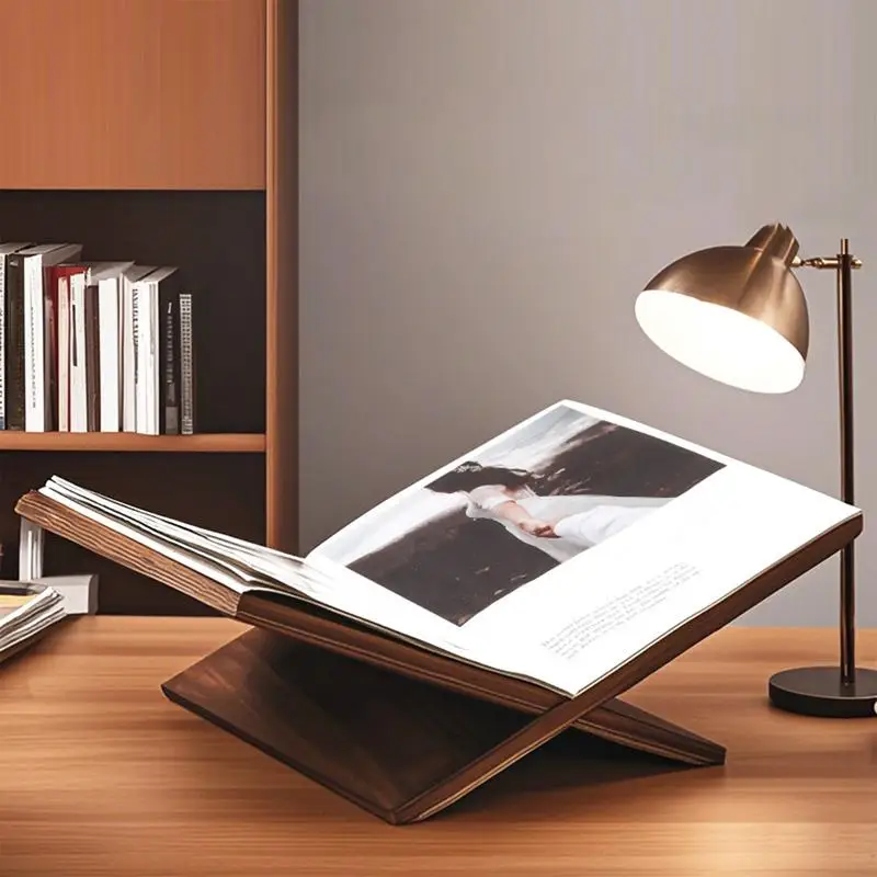 Wooden Book Holder Wooden Desktop Book Stands Coffee Table Cookbook Holder Crossed Frame Tabletop Bookshelf For Magazines