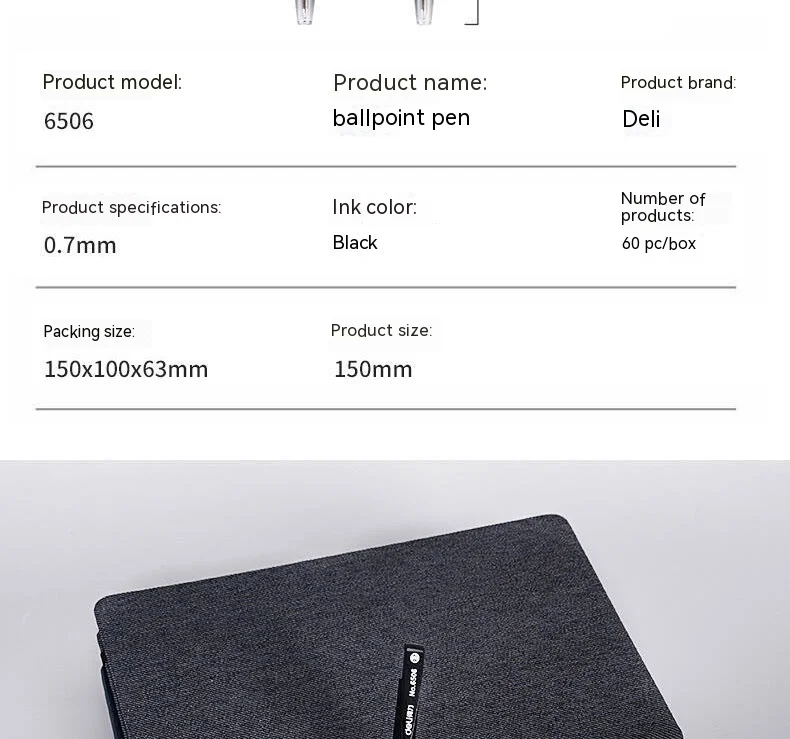 Deli-Bullet Tip Kugelschreiber-Set, feine Spitze 0,7 mm, schwarze Tinte, Büro- und Schulbedarf, Schreibwaren – Detail 14