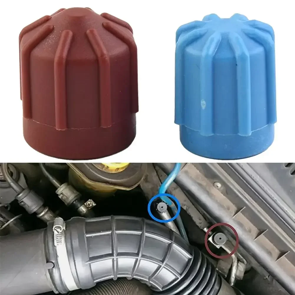 2pcs Car A/C Valve Cap Air Conditioning Valve Core Set Air Conditioning High And Low Pressure Protective And Dustproof Cap