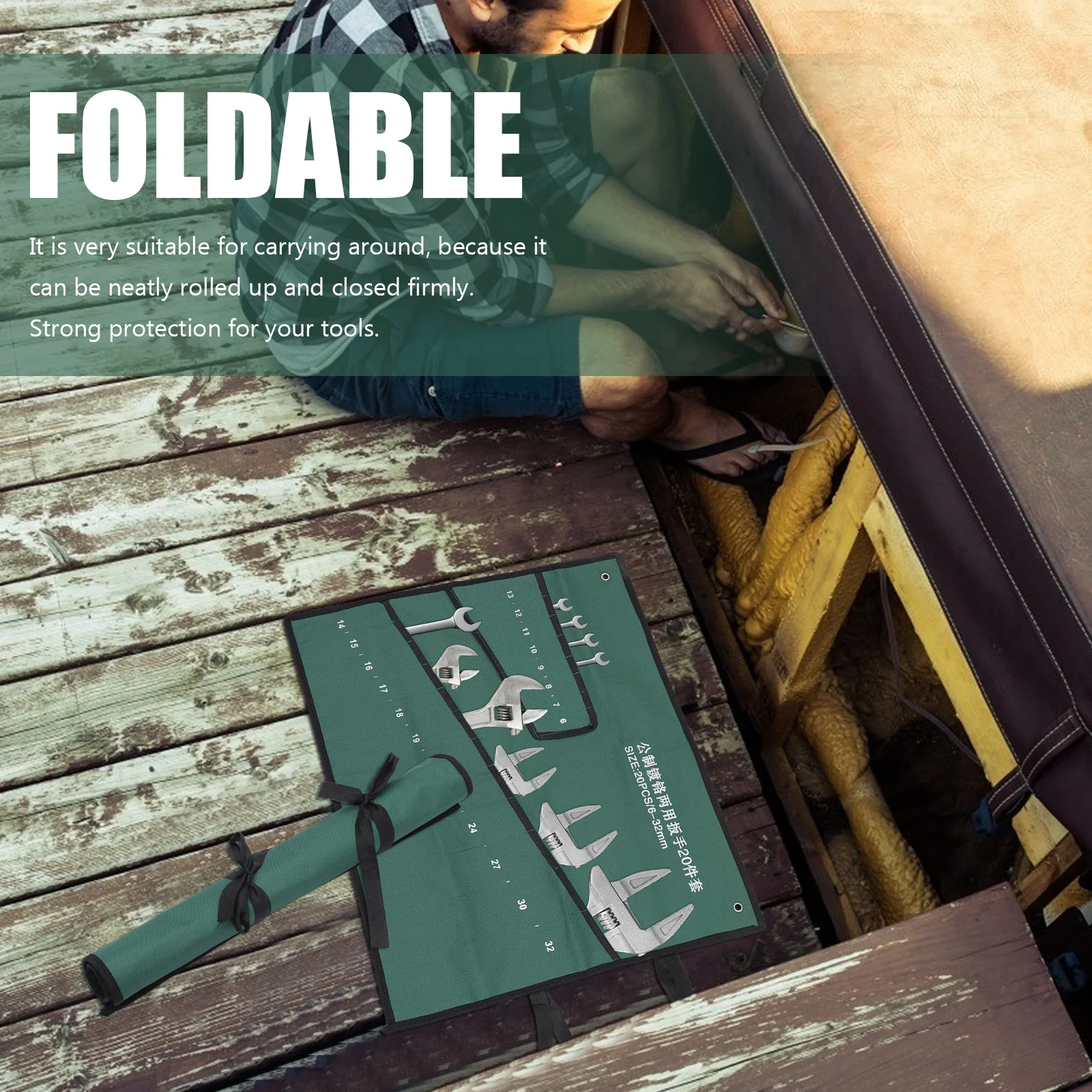 1Pcs Portable Wrench Bag Multi-Functional Tool Pouch Wear-Resistant Repair Tool Storage Bag Useful Spanner Pouch for Easy