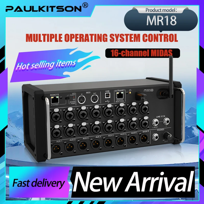 

Paulkitson Mr18 Rack Mounted Digital Mixer Studio Recording Console Suitable For Ipad/Android Tablets With Midas Preamplifier