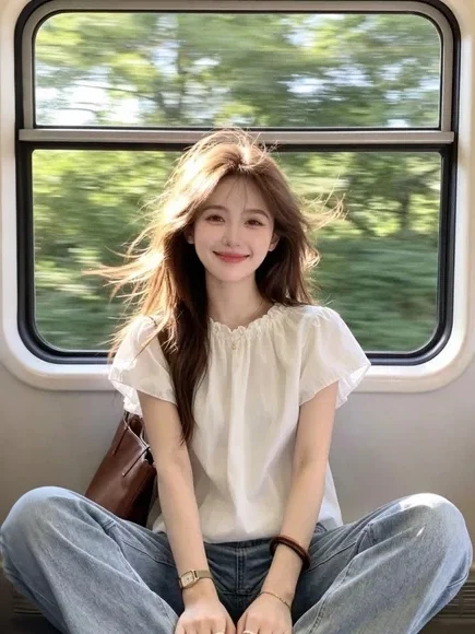 

Women's Summer New Loose Slimming Unique Shirt Double-Sided Wearability Commute Style Korean Version Cotton Short Sleeve