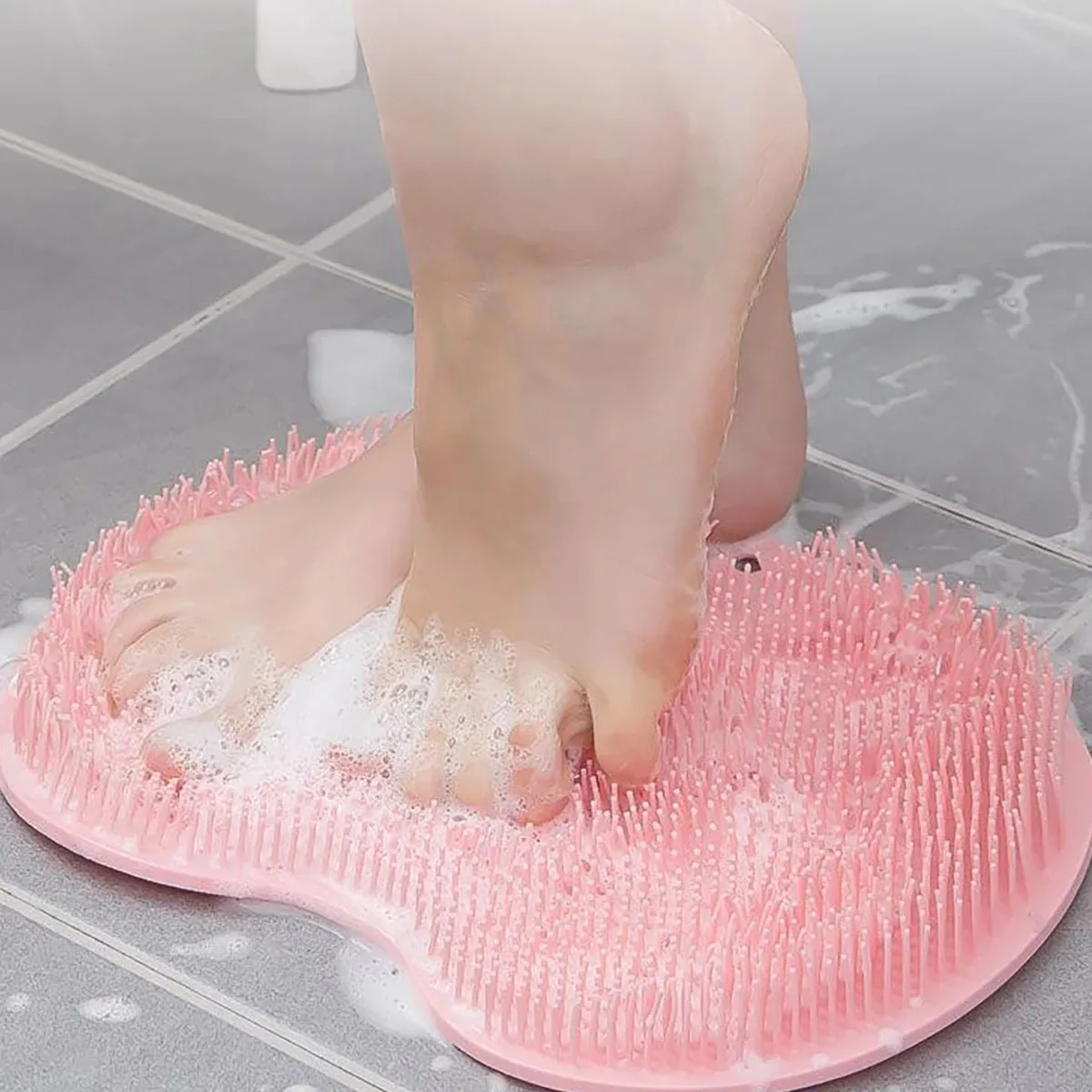 Silicone Massage Shower Mat Non-slip Wash Foot Pad Foot Exfoliating Bathroom Rub Back Brush with Sucker Bath Massage Brush Pad