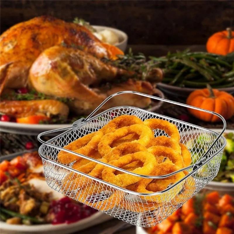 سلة شبكية من الاستانلس استيل Forinstant Vortex COSORI 5.8- 6QT سلة ملحقات مقلاة الهواء مع مقبض مقلاة عميقة Partsa83x