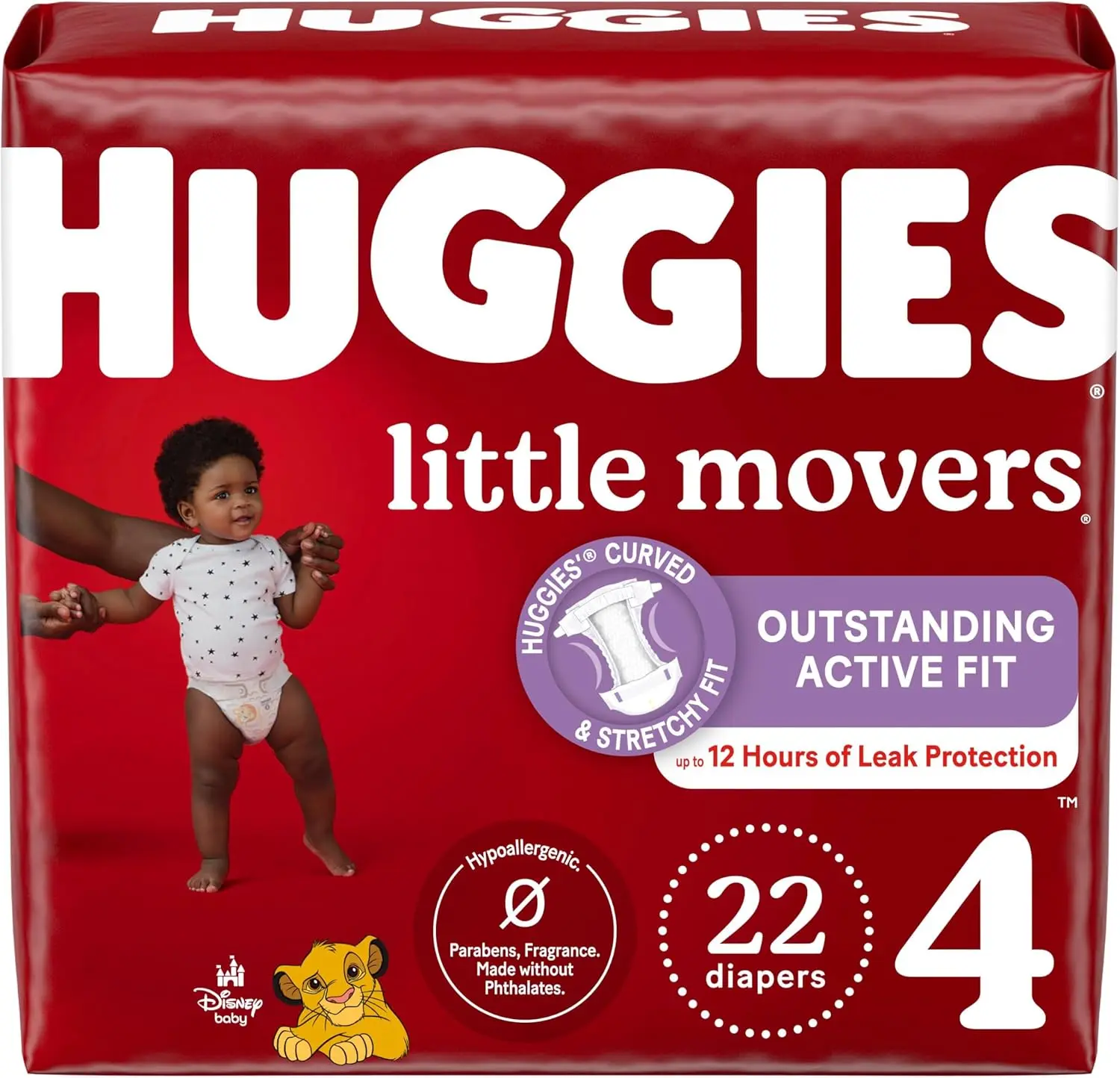 

Size 4 Diapers, Little Movers Baby Diapers, Size 4 (22-37 Lbs), 22 Count, Packaging May Vary