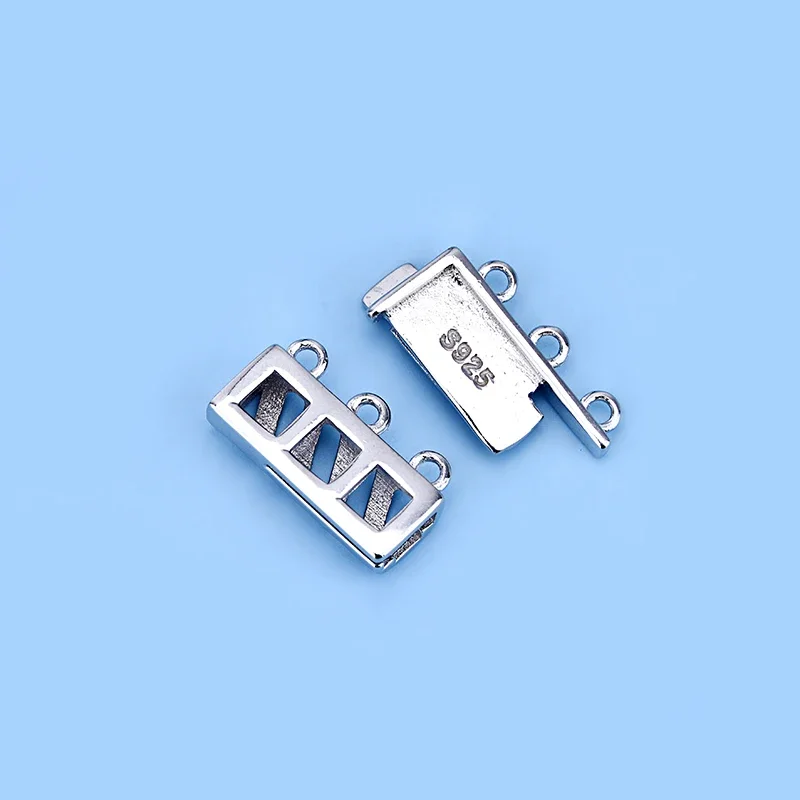 S925 Sterling Silver Multi-Circle Multi-Row 2 Rows 3 Power Strip Buckle Connection Buckle Hand-Woven Jewelry DIY Accessories