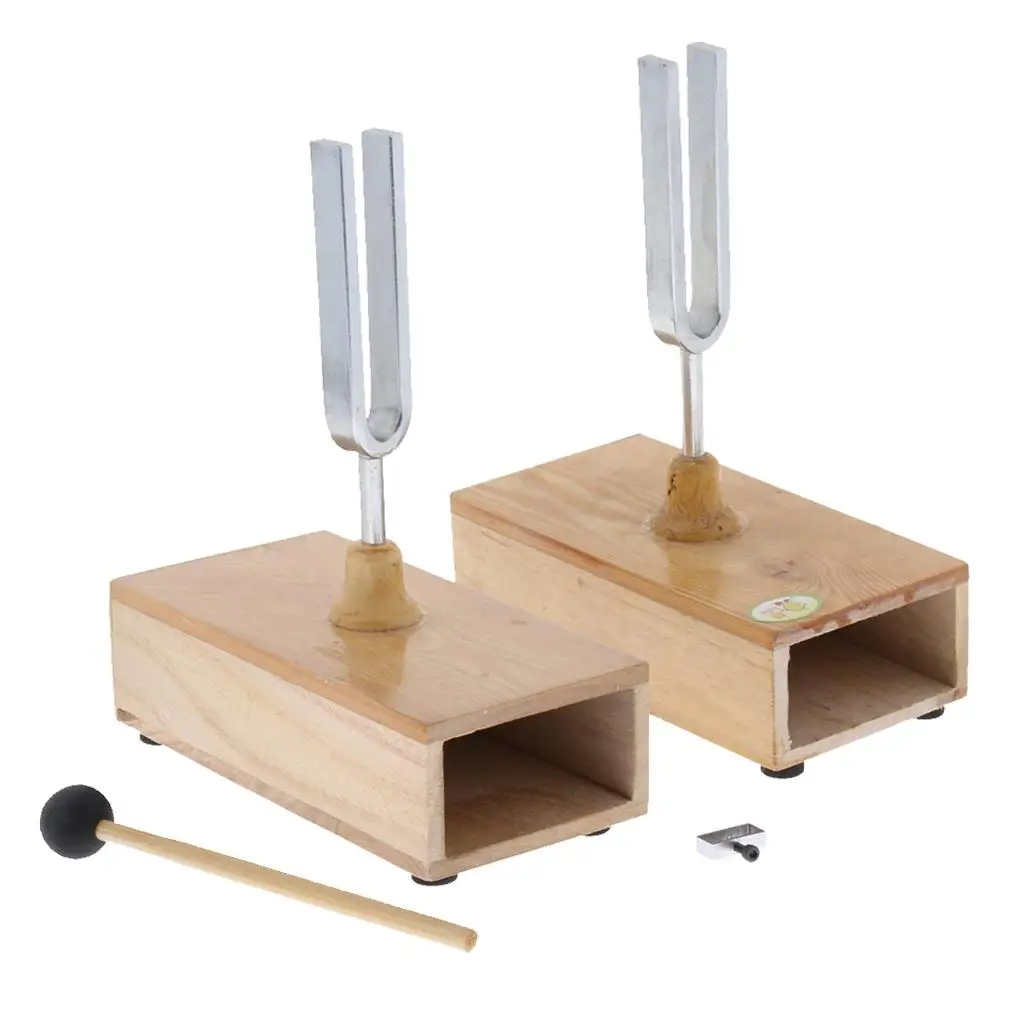 2pcs  Tuning Fork with Wooden Resonant Box  Acoustic Instrument