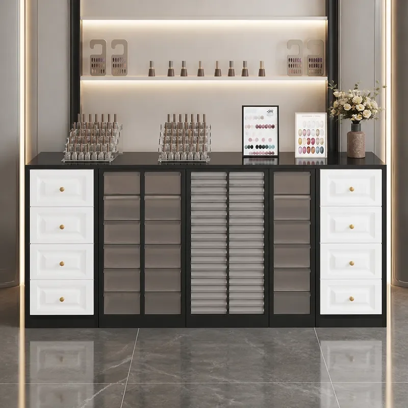 Nail Art Storage Cabinet Display Stand with Drawers for Nail Glue Polish Oil Organizer Locker Shelf for Nail Shop