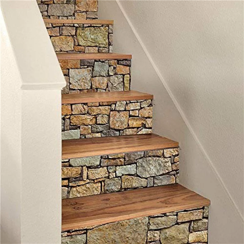 ABYN-4X 3D Stair Sticker Murals Wall Decal-Vintage Landscape Staircase Sticker Mural Tile Step Stair Risers Sticker Removable