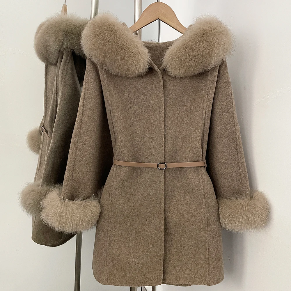 

Пальто из натурального меха OFTBUY, женское, с натуральным мехом, шерстяная верхняя одежда, демисезонная куртка, зима 2026, пальто для женщин