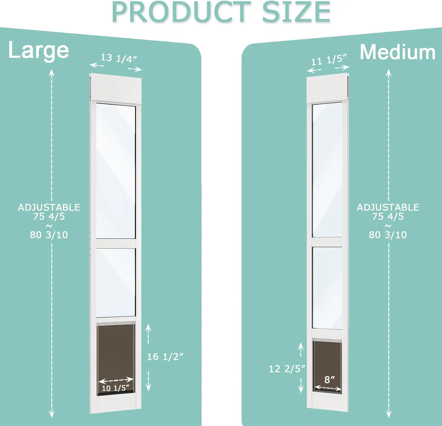 For sliding glass door, adjustable height, suitable for dogs up to 75 lbs, sliding door pet door insert