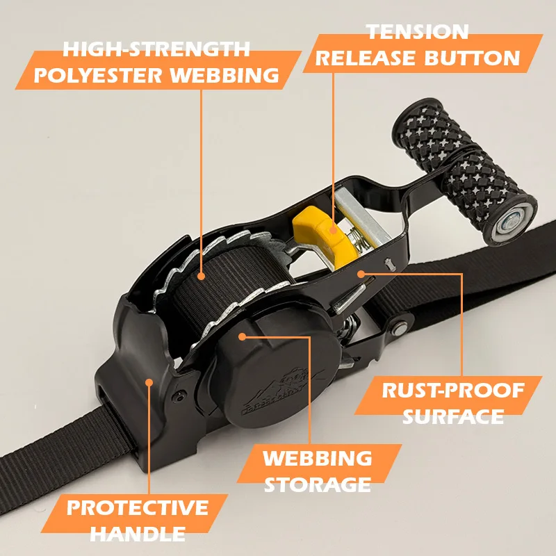 Automatic telescopic tensioner. Automatic cargo binding ratchet