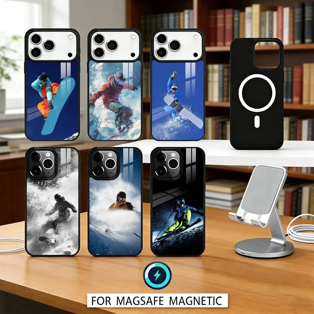

S-Snow Snowboard Ski Phone Case For iPhone 17,16,15,14,13,12,Pro,Max For Magsafe Magnetic Wireless Charging