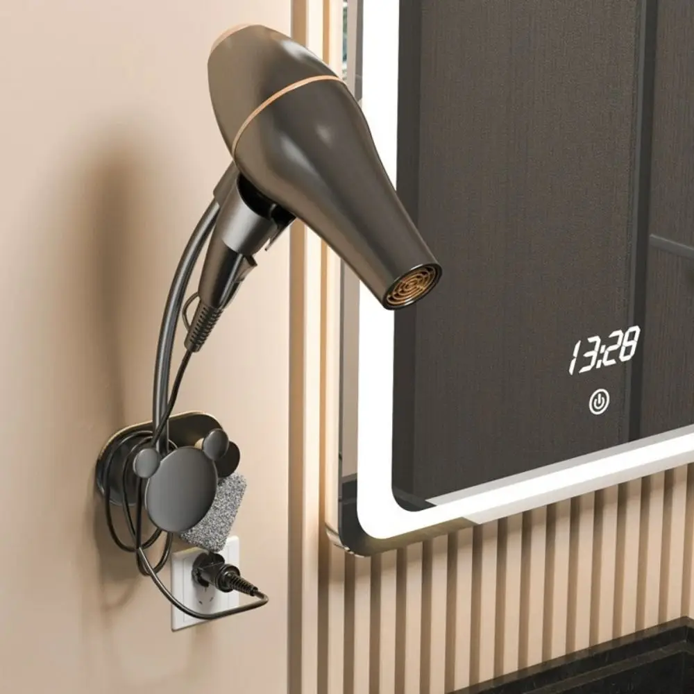 

Регулируемый настенный держатель для фена без сверления, кронштейн для фена с высокой несущей способностью, прочная полка для хранения в ванной комнате