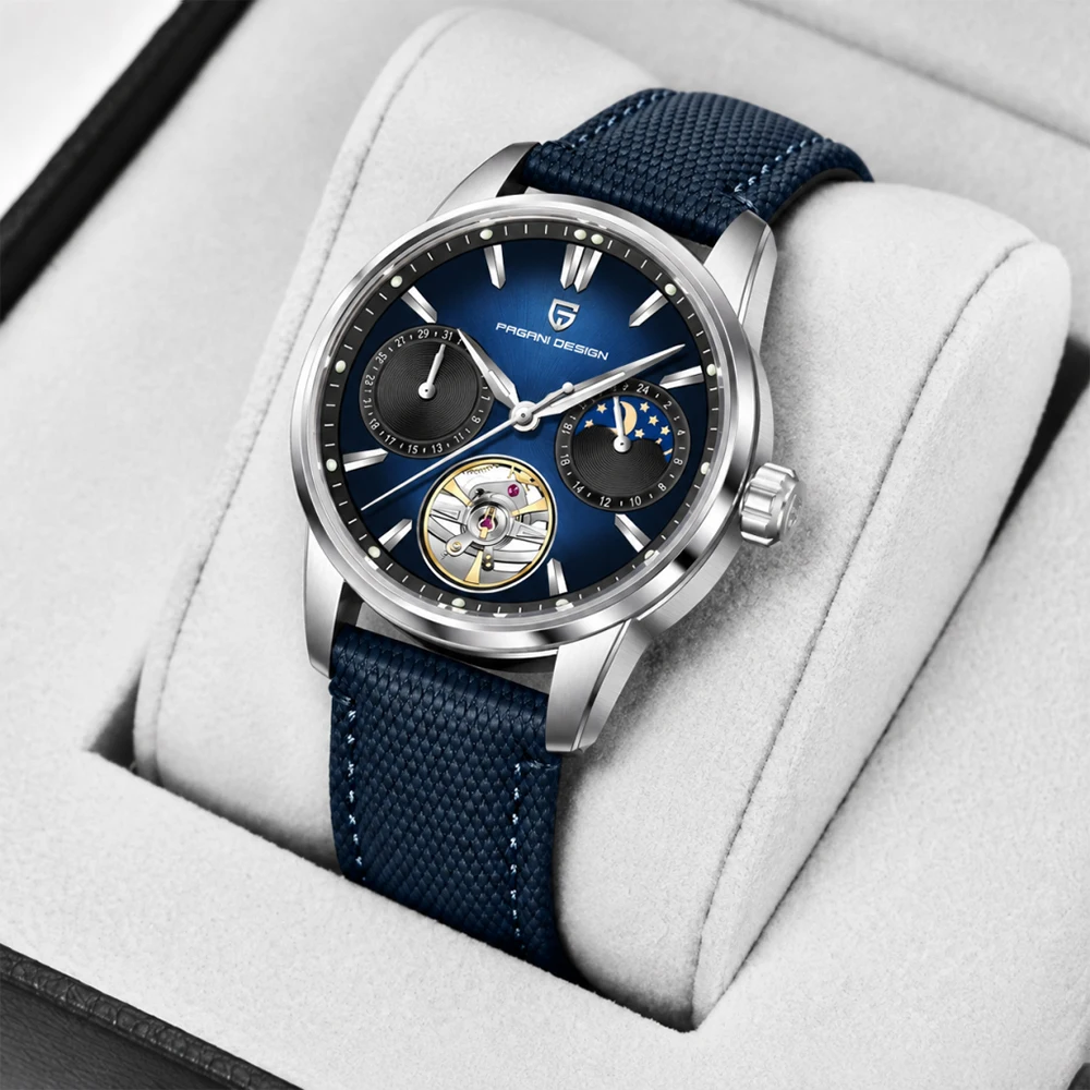 PAGANI DESIGN PD-YS021 Automatic Mechanical Watch Men Moon Phase Tourbillon Hollow Dial Waterproof Luminous Sports Wrist watch