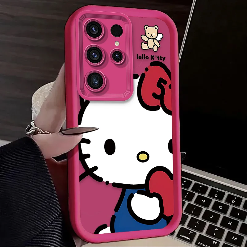 Custodia per telefono simpatico cartone animato Hello Kitty per Samsung Galaxy S24 S25 S23 Ultra S22 S21 Plus FE A36 A56 A26 A16 A06 A15 A25 A35 A55 5G