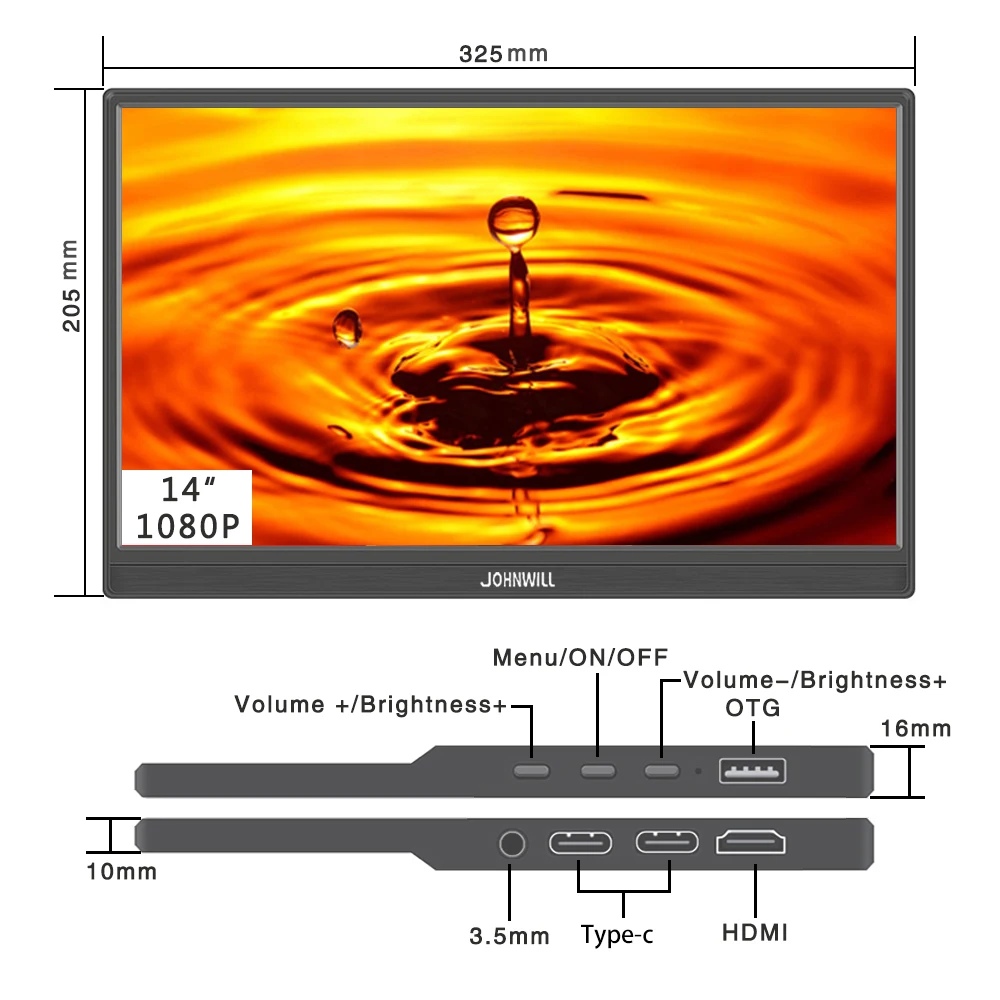 14 Inch Portable Monitor 1920x1080 LCD Touchdisplay Type-C HDMI-Compatible PC Gaming Monitor For PS4 Laptop Raspberry PI Screen