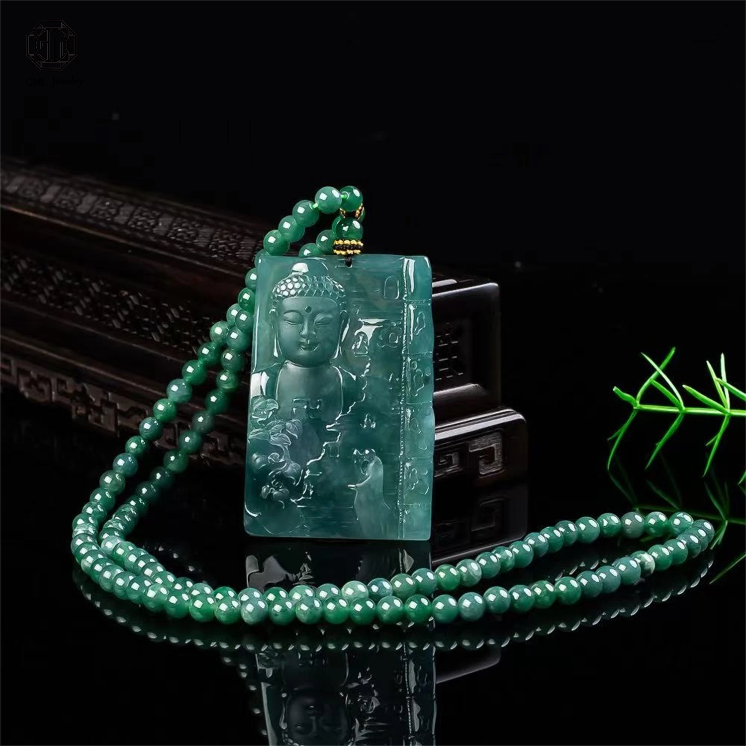 Natural Grade A Jadeite Blue Water Thousand Hand Guanyin Pendant Ice Translucent Unisex Men Women Gemstone Necklace Jewelry Gift