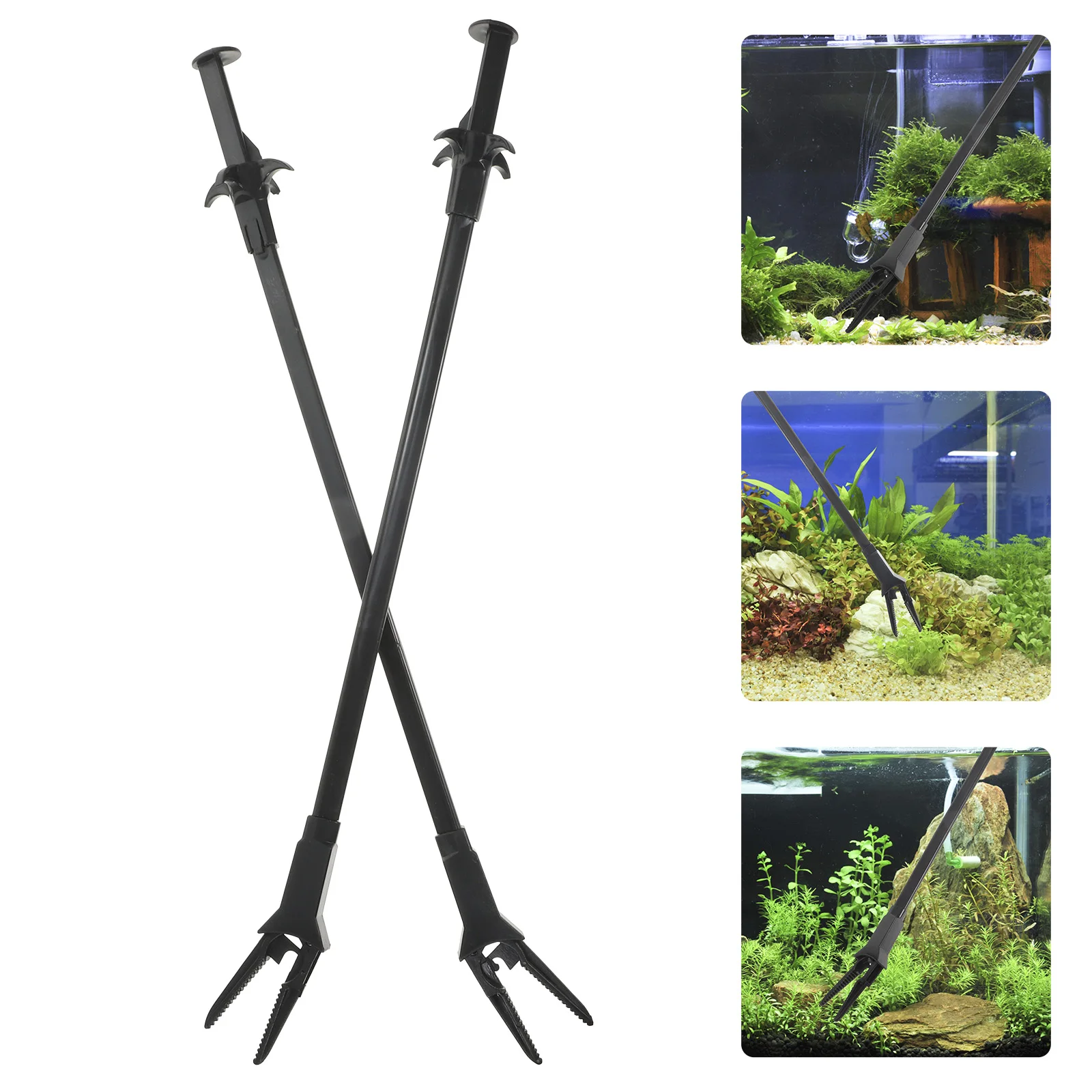 

2Pcs Aquatic Plants Clip Black Long Handle Aquarium Cleaning Tool Waterweed Tweezers Fish Tank Cleaner Water Plants Tweezer