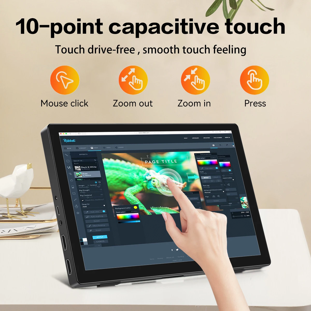 10.1″ 1920X1200 touch portable monitor IPS HD Gaming Monitor for Raspberry Pi ps4 switch xbox laptop Windows HDMI compatible