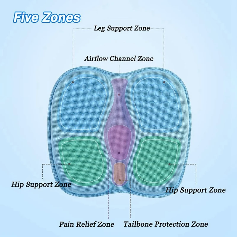 Super Sale Cooling Car Seat Cushion, Hollow Middle for Airflow Thick Ergonomic Pressure Relief Car Seat Pad General Cooling Mat