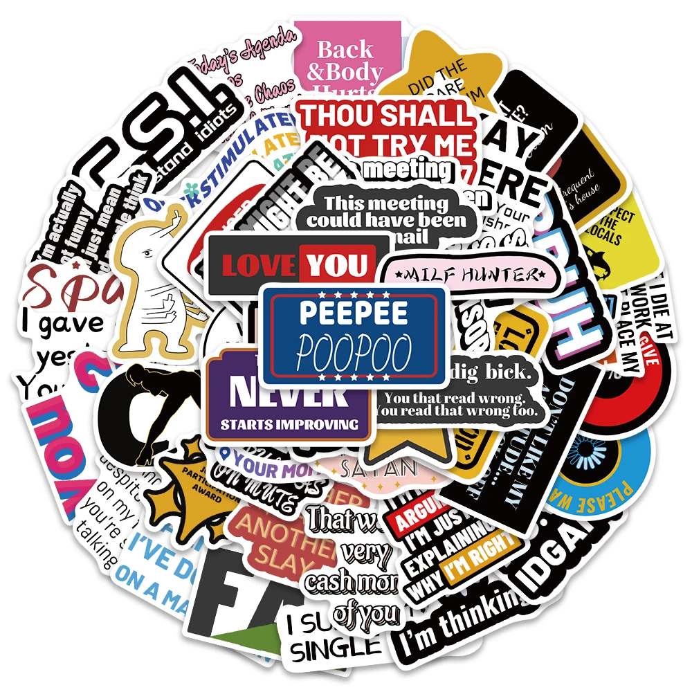 50 Stück lustige Aufkleber für Erwachsene, Meme-Aufkleber, Wasserflaschen, Laptop, Schutzhelme, wasserdicht, cool, sarkastisch, Scrapbooking-Aufkleber