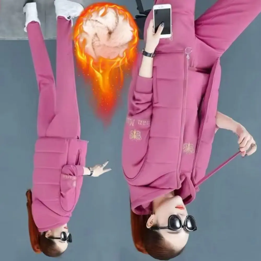 

Комплект из 3 предметов: женский жилет, худи и брюки. Утепленная куртка на молнии с вышивкой, топ с длинными рукавами и капюшоном, брюки с эластичным поясом. Зимний комплект.