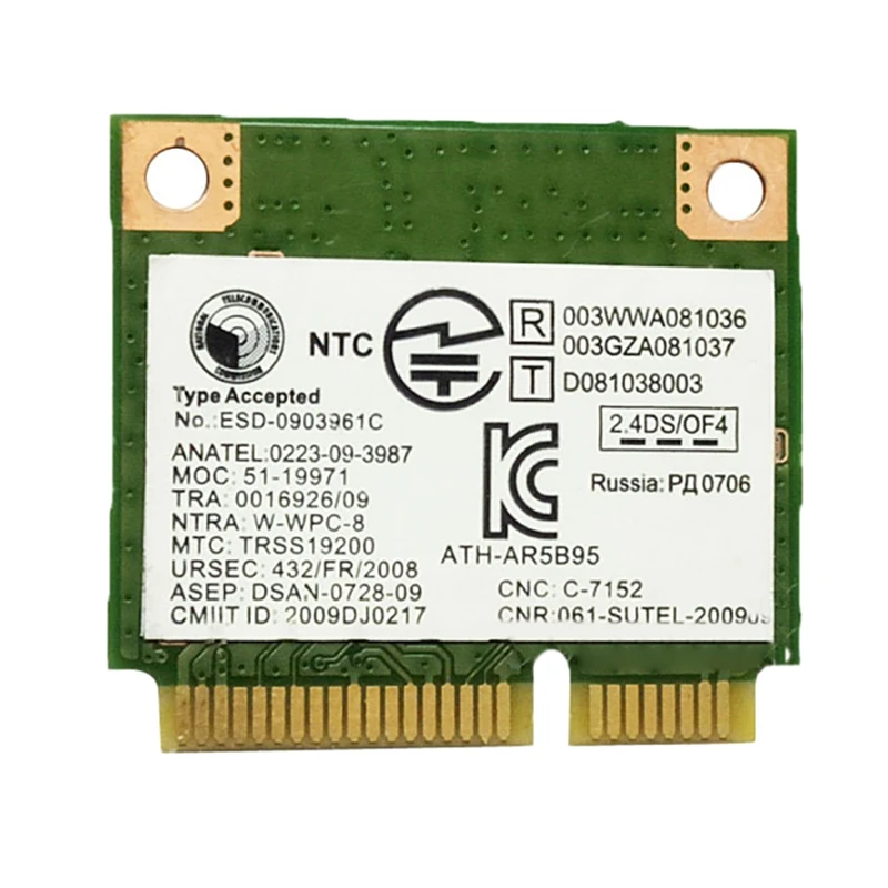 RISE-tarjeta de red inalámbrica Atheros AR5B95 AR9285, 2,4G, 150Mbps, PCI-E, tarjeta de red integrada de media altura para X230 G460