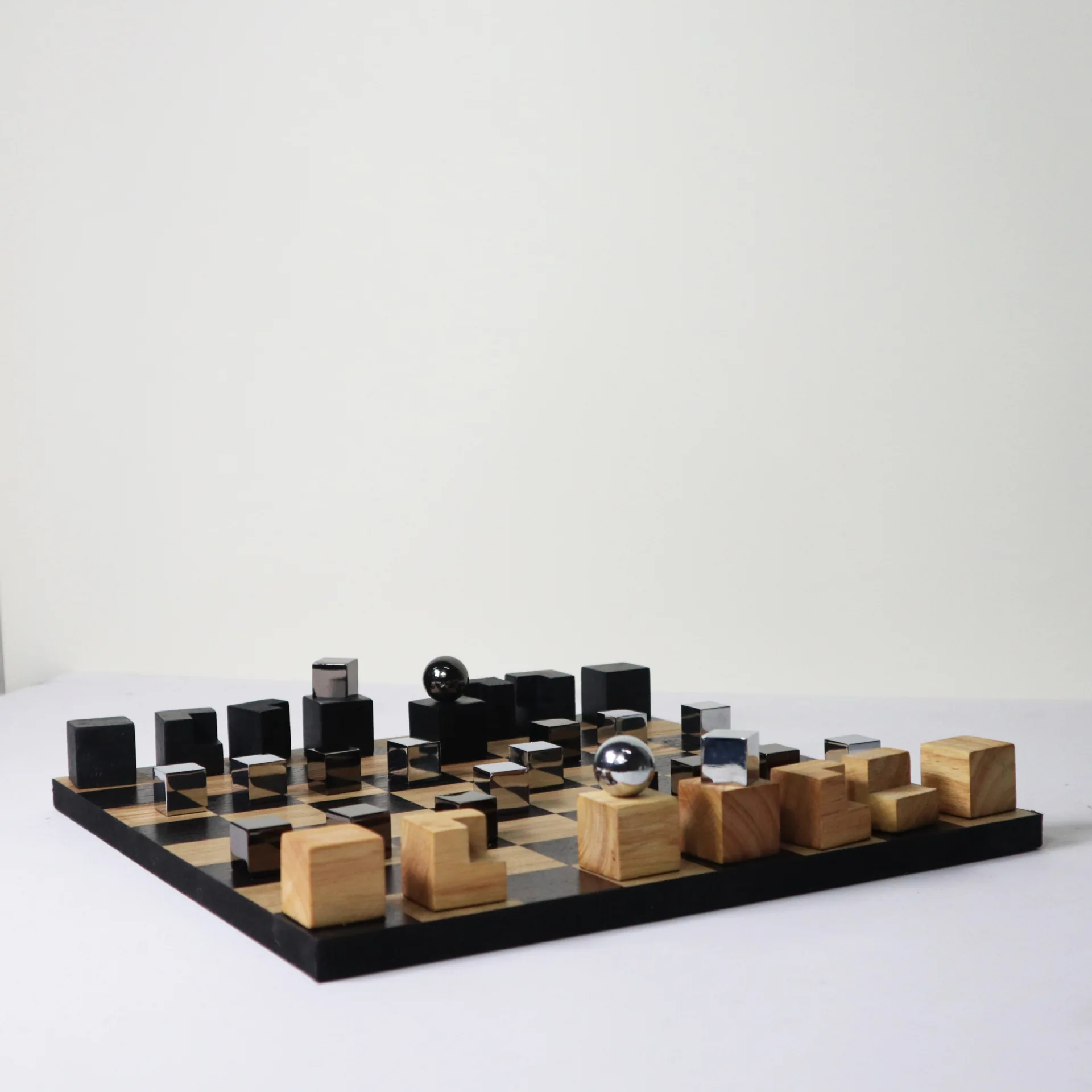 Nordic Modern Abstract Chess Set with Wooden Board | Decorative & Playable thumbnail 4