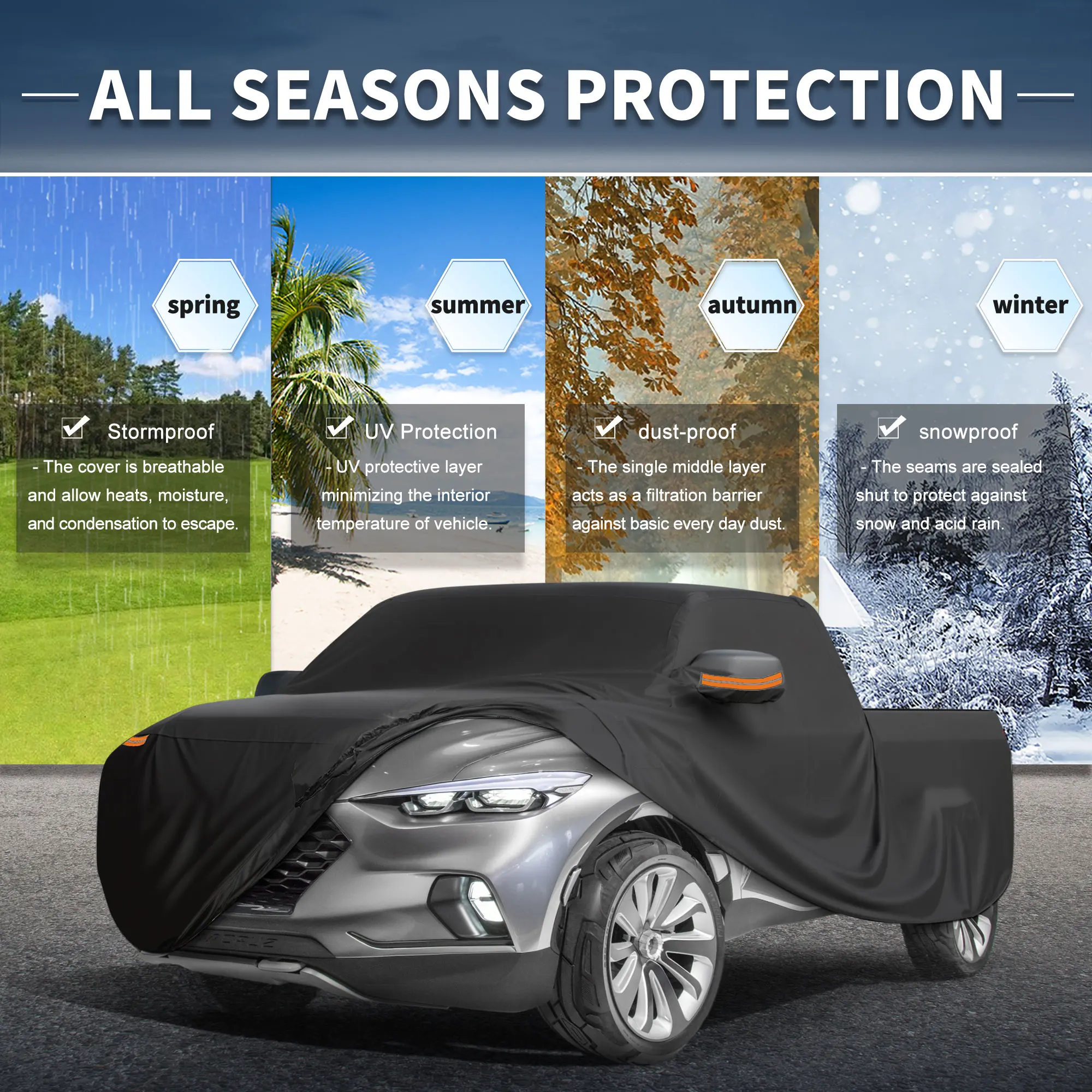 

Uxcell Car Cover W/ Left Side Door Zipper Aluminum Film for Hyundai Santa Cruz