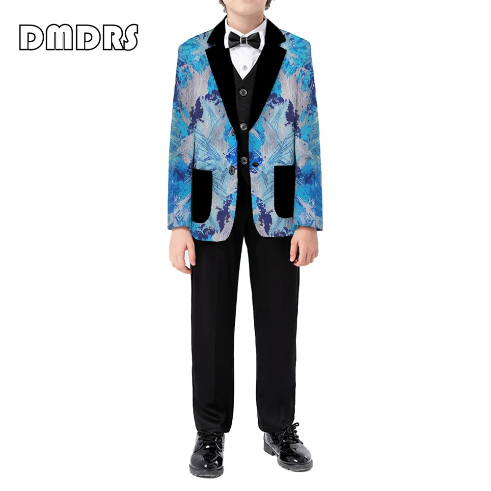 Yeni varış 3 parça renkli erkek takım elbise Set ince uydurma erkekler için resmi takım elbiseler Dresswear smokin Blazer yelek pantolon kıyafet