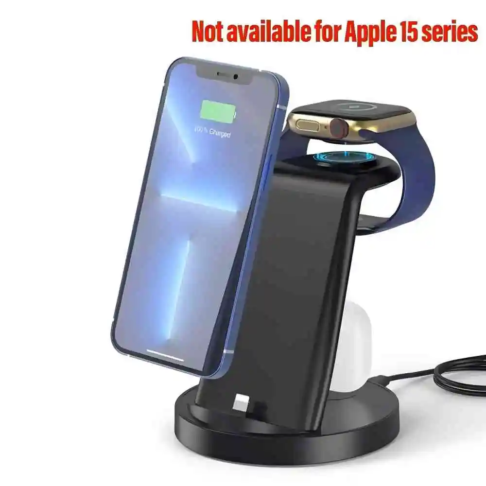 

4-в-1 Беспроводная зарядная станция для iPhone 15 14 13 12 Pro/Mini/Plus /iWatch/AirPods индикатор Индукционное Беспроводное зарядное устройство
