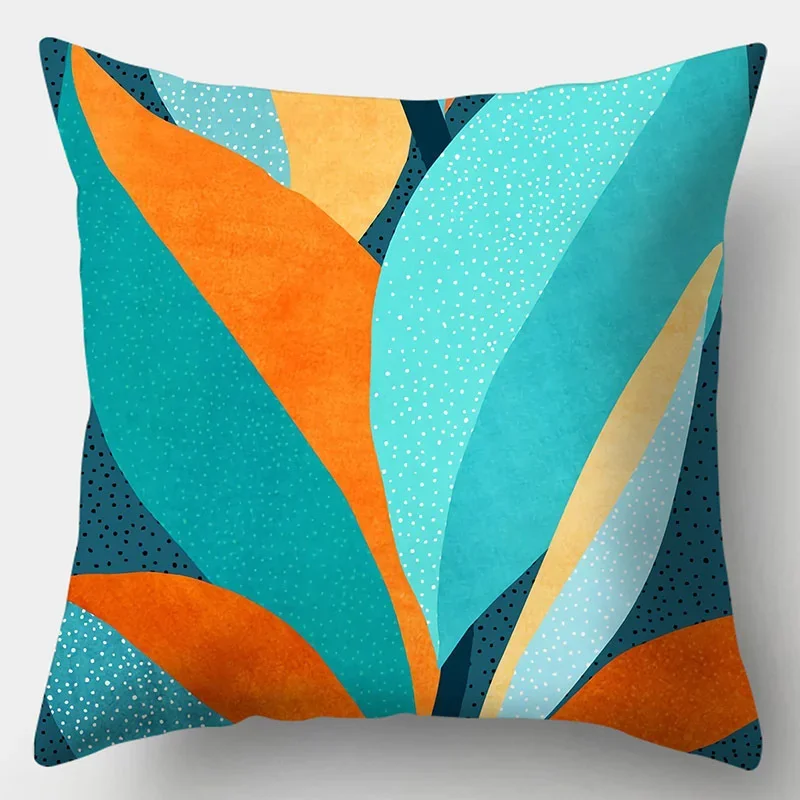 Rainbow Geometric Color Splicing Pillowcase  Polyester Sofa Chair cushion cover Modern room home decor Short plush material