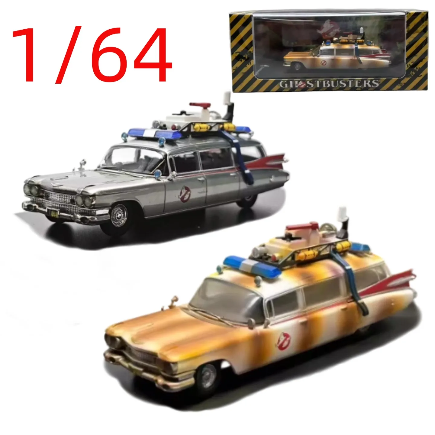 

Модель автомобиля YS Diecast 1/64 Cadillac Miller Meteor Ecto-1, литая под давлением, из сплава, игрушечная модель Cadillac Miller, подарок для детей и мальчиков