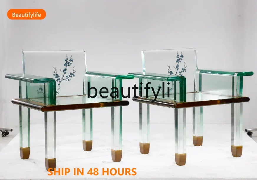 03 S51 New Chinese style transparent resin sofa chair hotel villa high-end single chair Taishi chair
