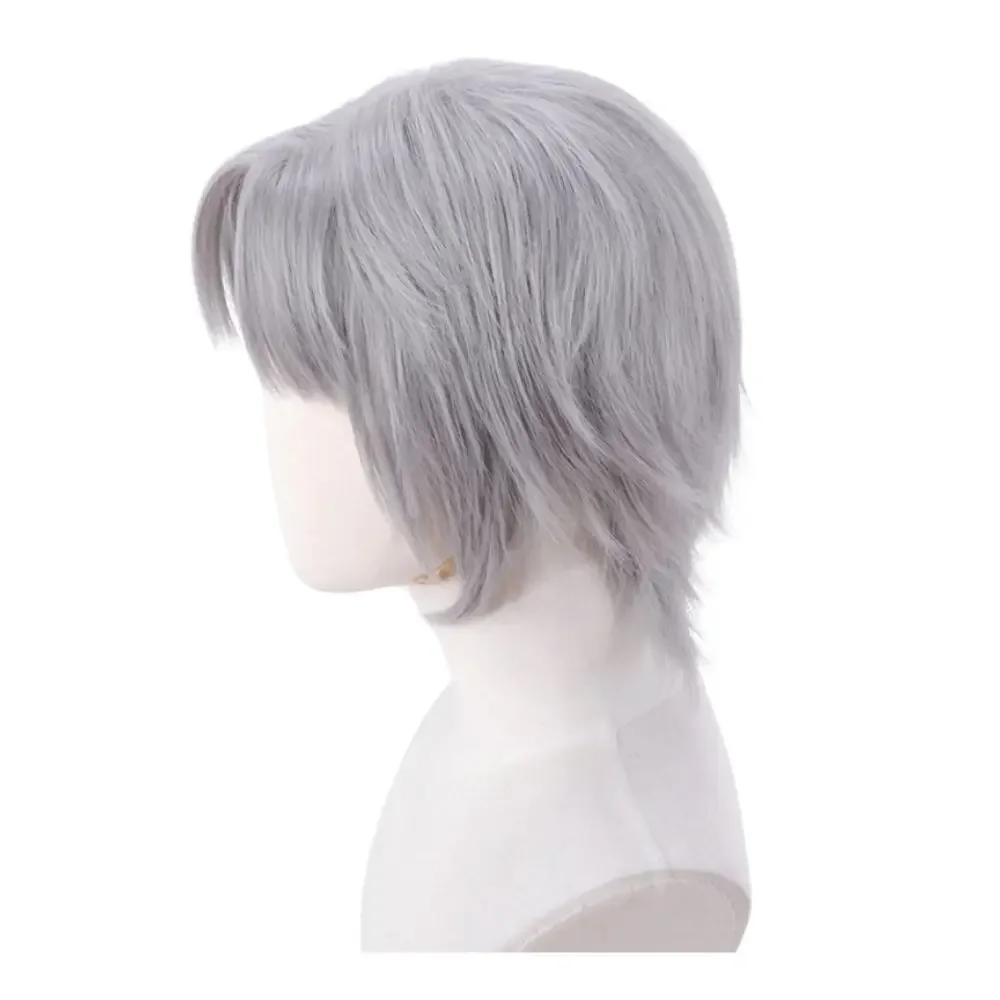 Peruka Cosplay Dante DMC 5 Anime Rekwizyty Kostiumowe Przebranie dla Mężczyzn Srebrna Krótka Peruka Roleplay Halloween Karnawał Akcesoria Kostiumowe