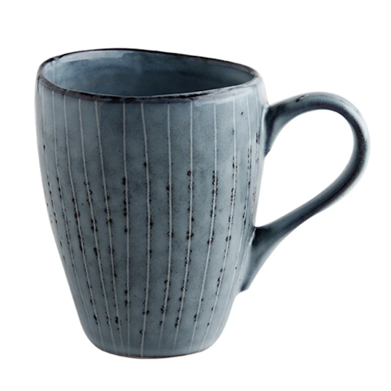Vintage Coffee Mug Irregular Ceramic Mug Hand Painted Blue Coffee Cups Porcelain Milk Tea Mug Gift Office Cafe Drinkware 300ML image 6