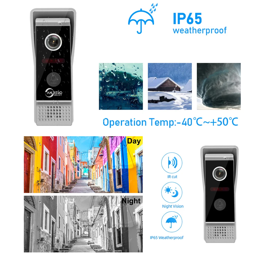 Tuya Video Intercom Camera Wifi with 7 Inch Screen Monitor Interphone Porteiro Doorbell Handsfree Smart Home Security Protection