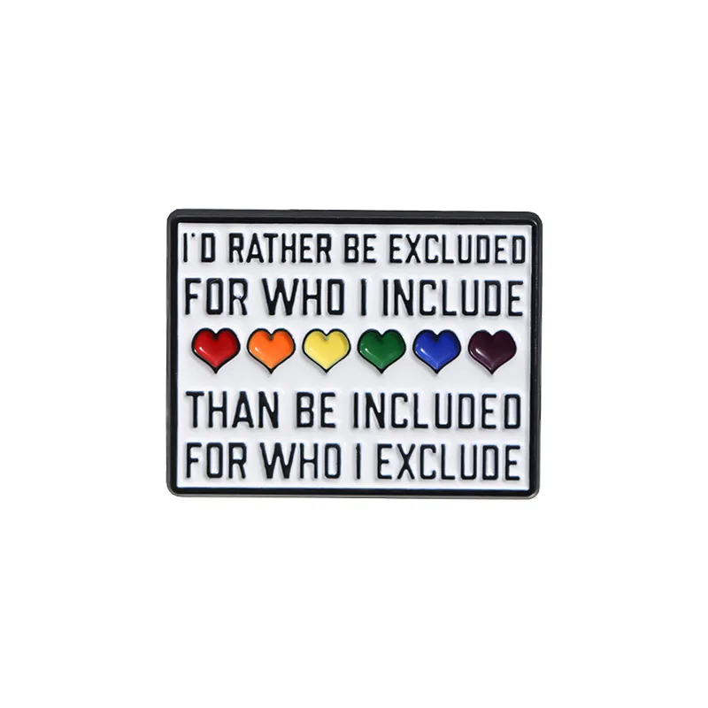 Inspirational English short sentence brooch Creative rainbow heart alloy badge Clothing pins accessory gift for friends