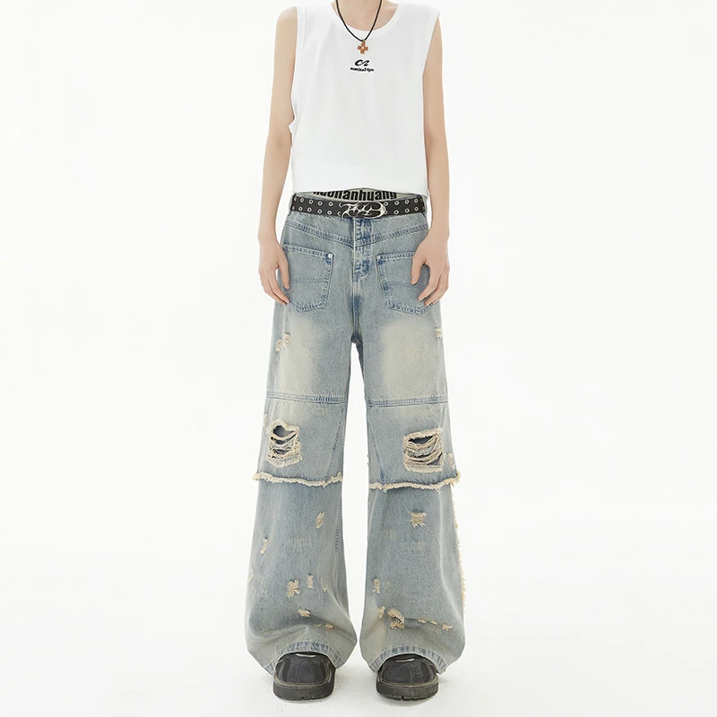 

Youth Outdoor Highquality Straight Tube Loose and Fashionable Casual Jeans Trend High Street Ultra-thin Outdoor Casual Wide Legs